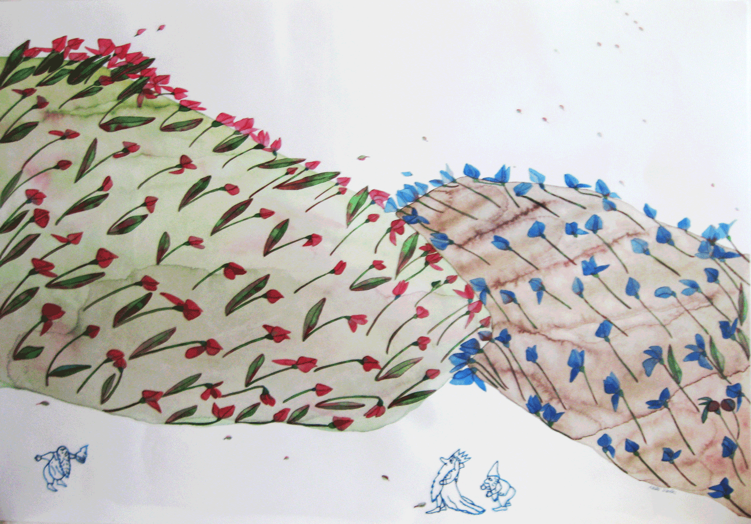 Kaks lillepeenart 50x73cm (akvarell)